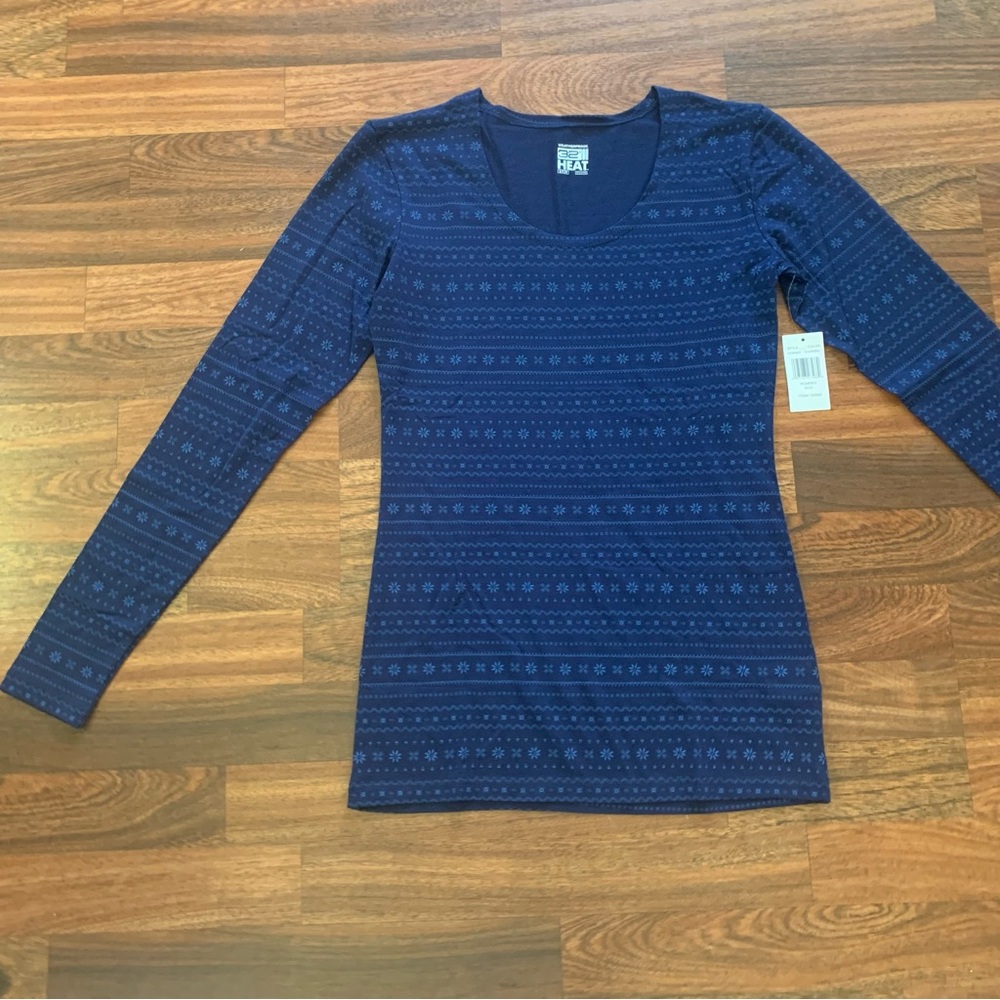32 Degrees Heat Weatherproof NEW Long Sleeve Scoop Neck Shirt Women’s S/CH Blue